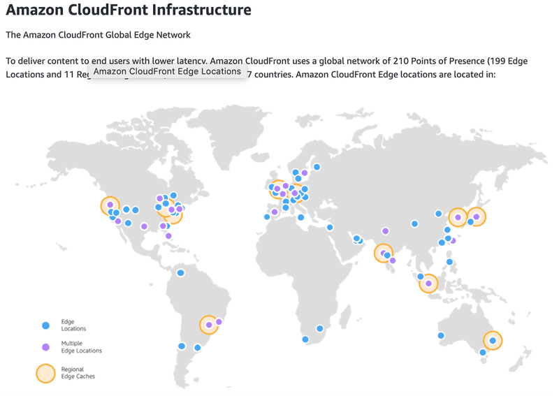 AWSエッジロケーションマップ
